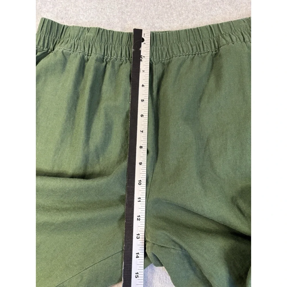 Dip Linen Blend Cropped Pants XL Olive Green Wide Leg Coastal Boho Relaxed Crop